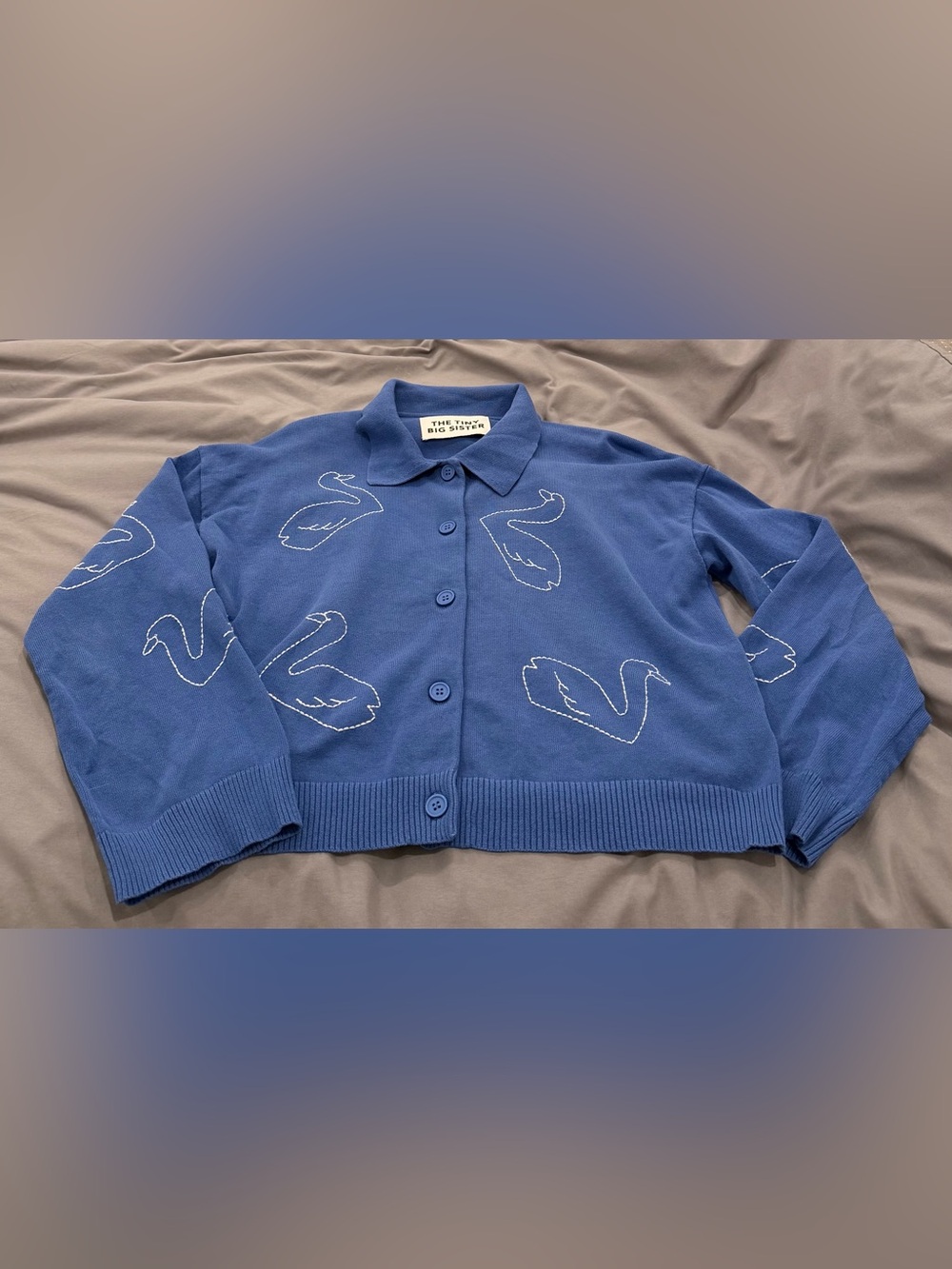 The Tiny Big Sister Swan French Blue Cotton Cardigan EU 36 Fits S/M